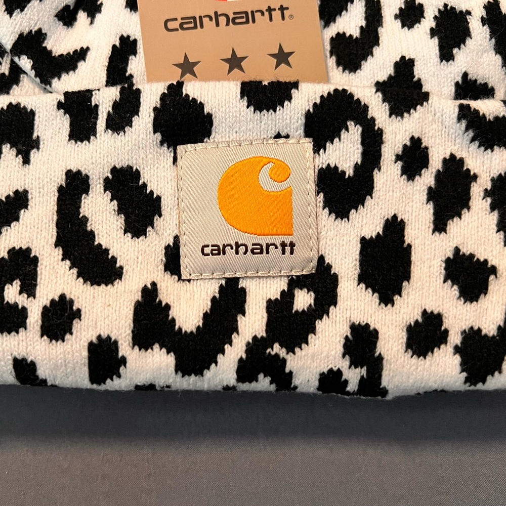 Carhartt Black and White Animal Print Beanie - Picture 3 of 3